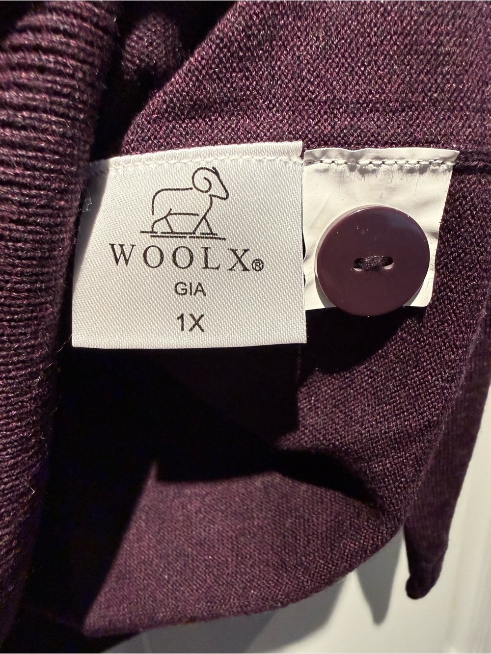 Women's WoolX V-Neck Button Cardigan Sweater - Plum - Picture 2 of 2